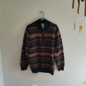 LL Bean Mens Sweater Quarter Zip Large Regular